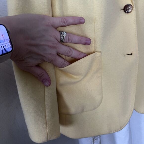 Talbots Butter Yellow Aberdeen Blazer Cotton Blend Size 14P - Picture 4 of 13